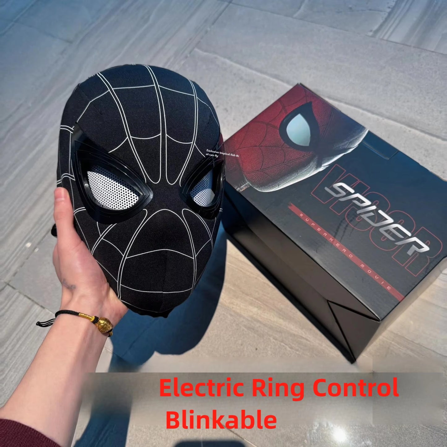 Spider Man Mask Mobile Eye Electronic Spider Man Desktop Decoration Sculpture Remote Control Christmas Gift for Adult