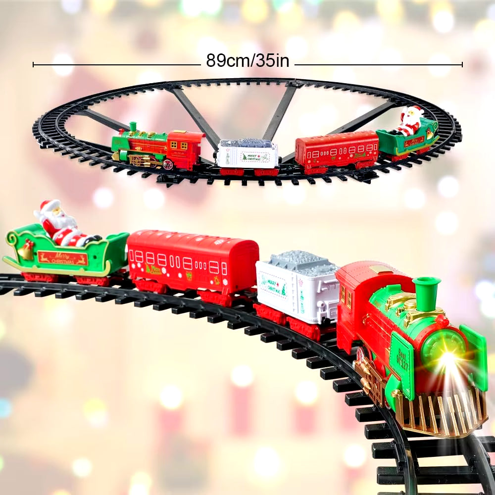 Hanging Christmas Train Set Toy W/ Light Sound for Boys Girls Train around Christmas Tree Decoration Indoor Home for Kids