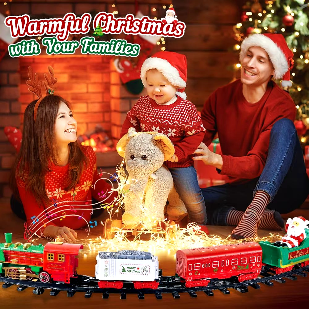 Hanging Christmas Train Set Toy W/ Light Sound for Boys Girls Train around Christmas Tree Decoration Indoor Home for Kids