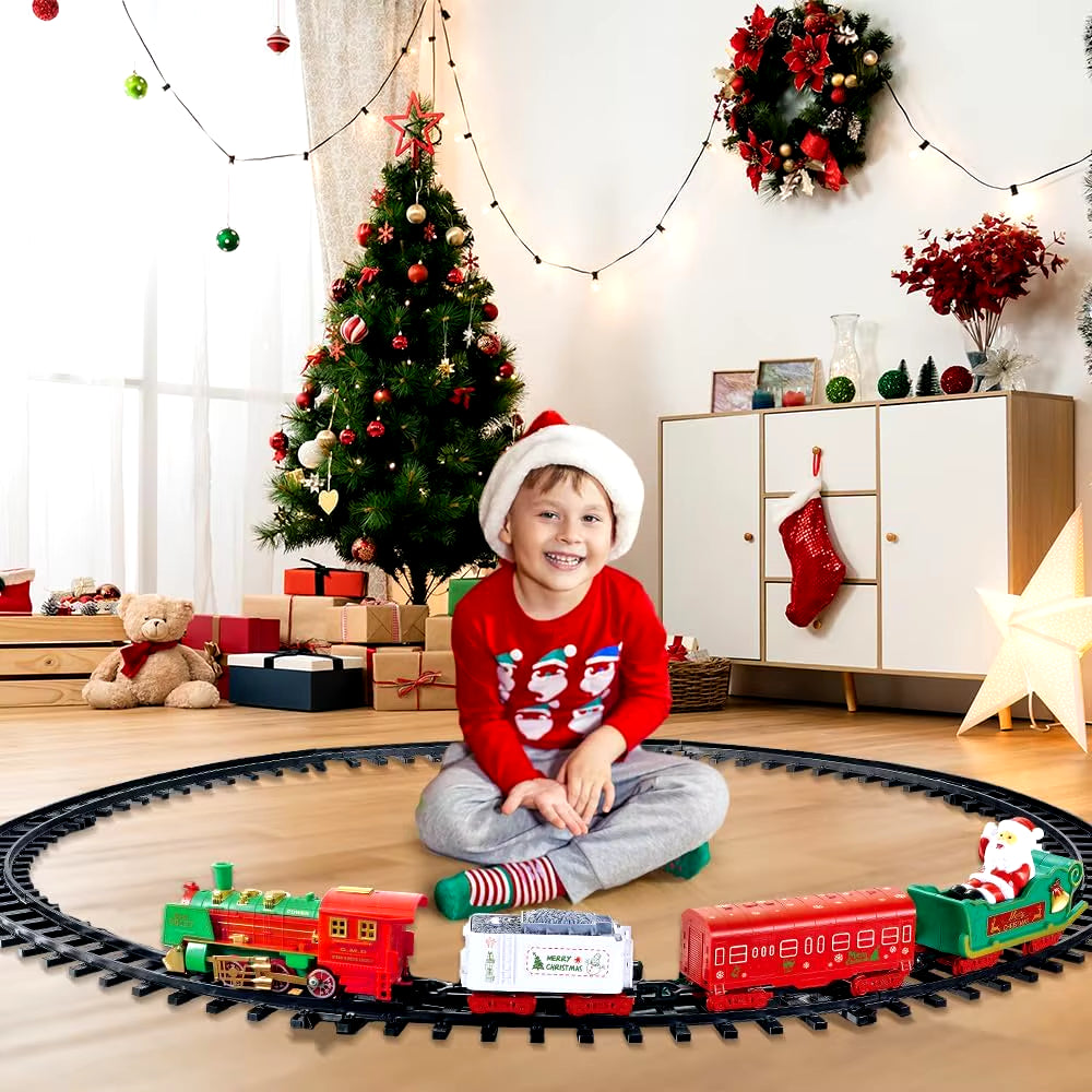 Hanging Christmas Train Set Toy W/ Light Sound for Boys Girls Train around Christmas Tree Decoration Indoor Home for Kids